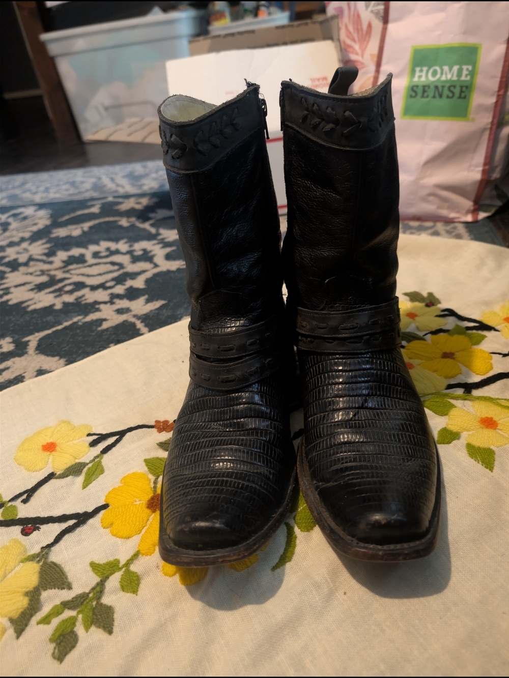 Rudel Cream Leather Western Boots